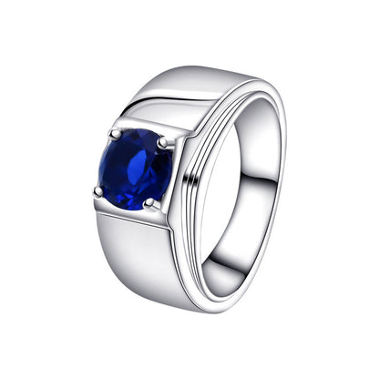 Anillo de mujer de plata esterlina S925 de moda con piedras preciosas azules de alta calidad y combinables