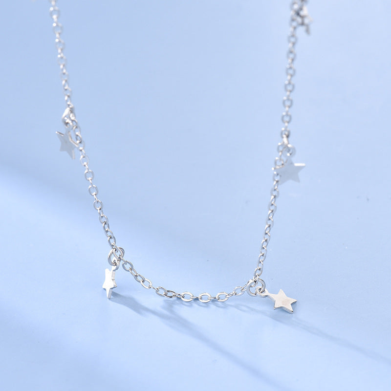 Collar con borlas de estrella de plata S925 para mujer, sencillo