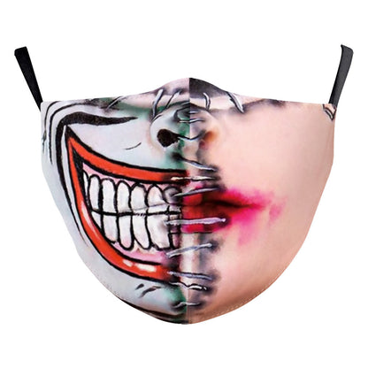 Halloween Carnival Digital Printing Funny Clown Face Double Layer Dust Mask