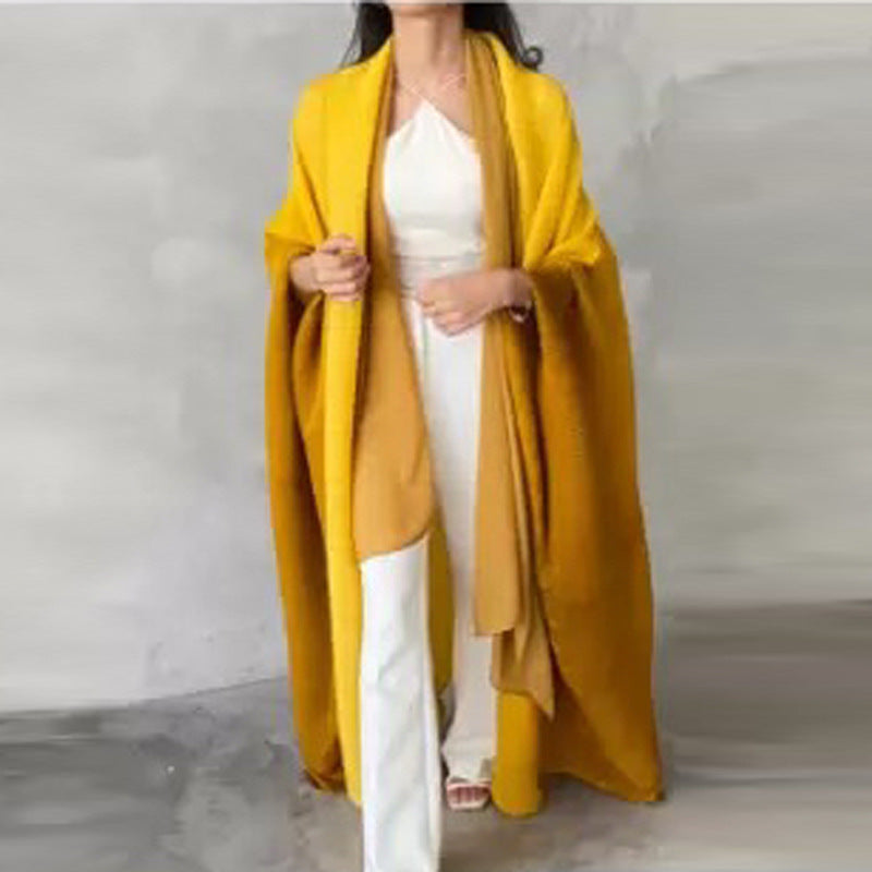 Sanzhai Shoulder Cloak Coat Pleated Loose Plus Size Scarf