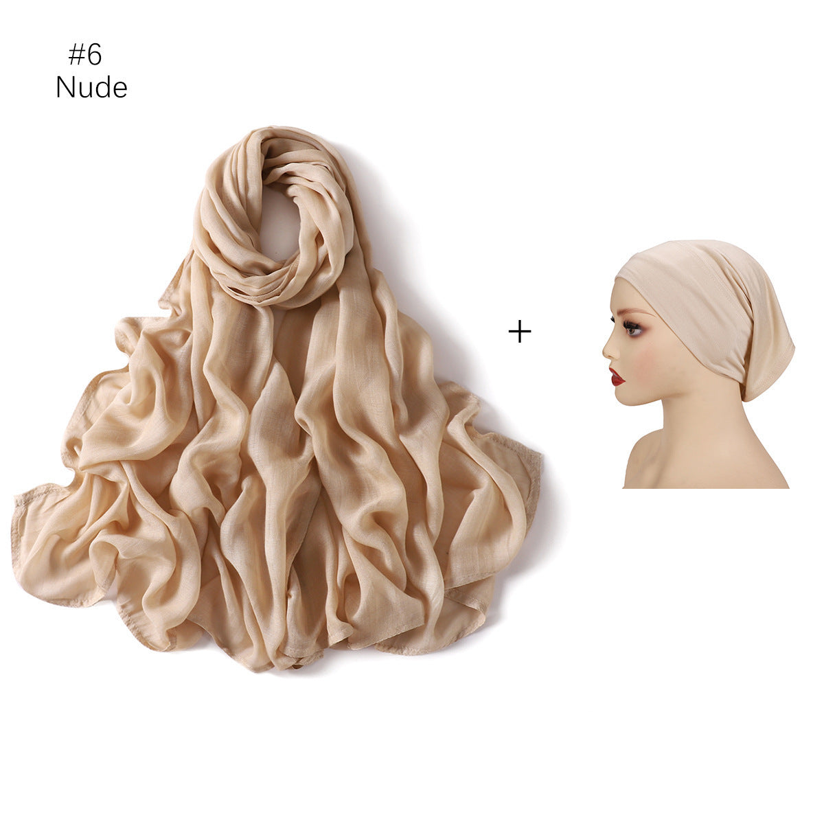 Large Size Scarf Bottoming Hood Same Color Wide Edge Smoke Pipe Cap Combination Set