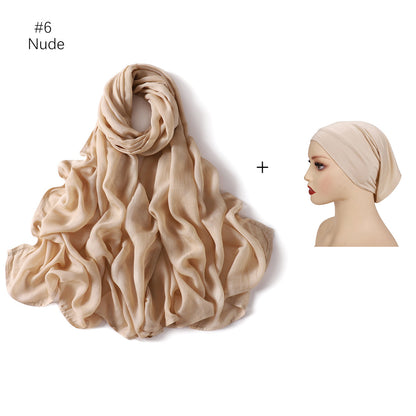 Large Size Scarf Bottoming Hood Same Color Wide Edge Smoke Pipe Cap Combination Set