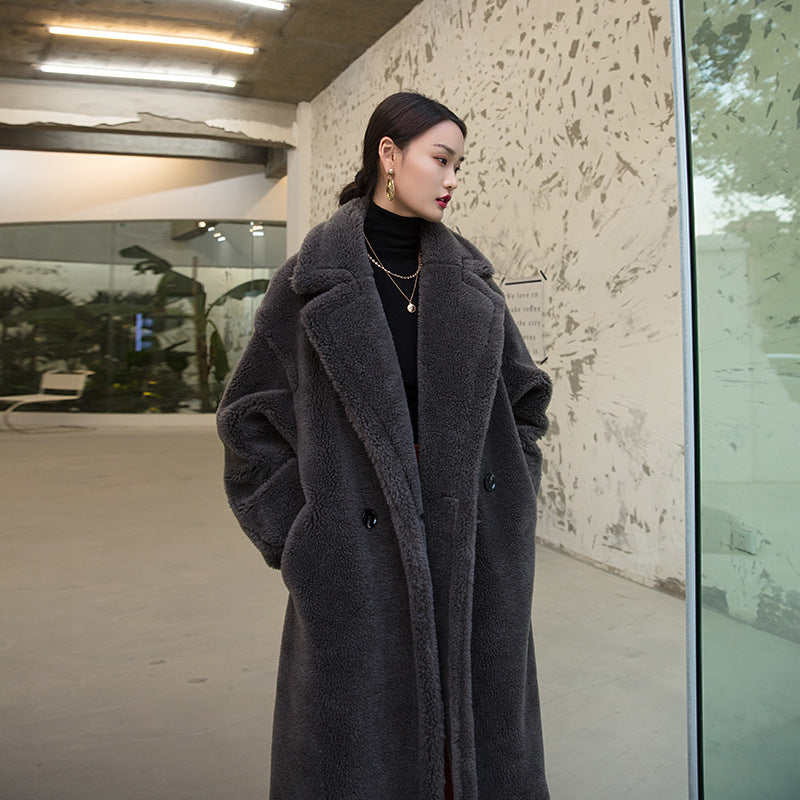 Abrigo elegante y cálido para mujer con abrigo de lana