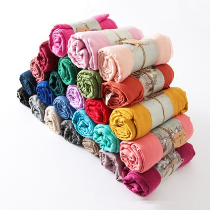 Solid Color Cotton And Linen Thin Scarf