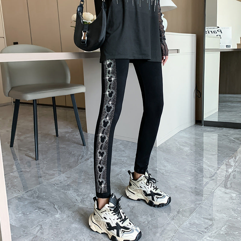 Shiny Rhinestone Leggings For Women