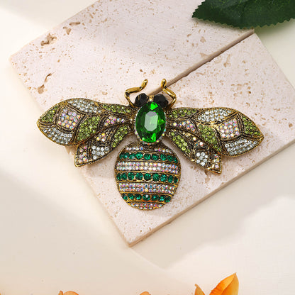 Broche de abeja de cristal con joyas de estilo antiguo para hombres y mujeres, estilo retro de dopamina