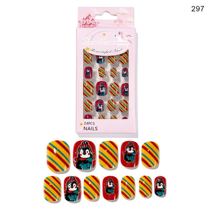 Christmas Cute Children Nails 24 Pieces Wearable