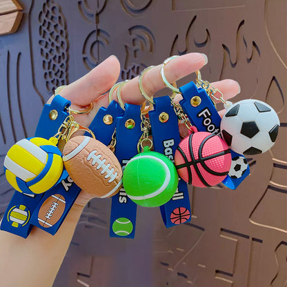 Llavero con colgante de baloncesto de la serie Creative Cartoon Ball, adornos para mochilas escolares para hombres y mujeres