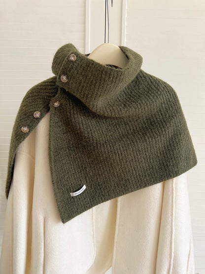 Wool Shawl High Collar Warm Knitted Cape