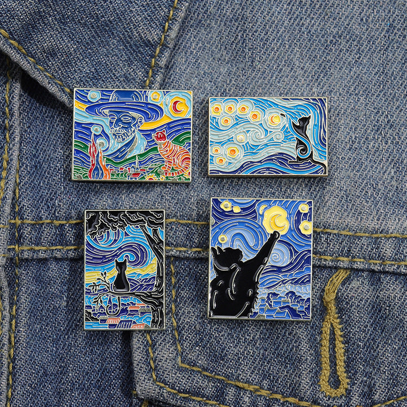 Broche con pinturas artísticas de personalidades de la moda