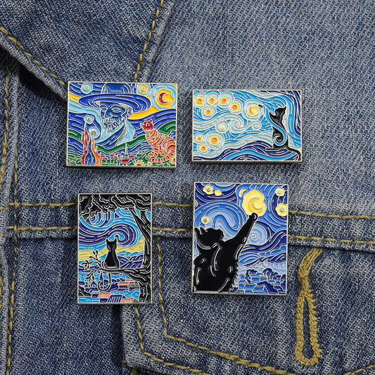 Broche con pinturas artísticas de personalidades de la moda