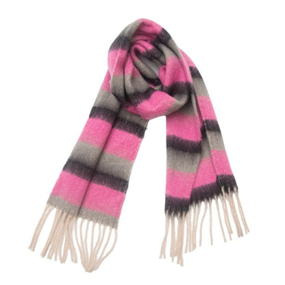 Men's And Women's Yarn Thick Tassel Striped Scarf