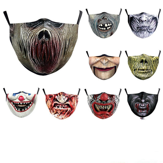 Digital Printing Halloween Clown Funny Horror Double-layer Dust Mask