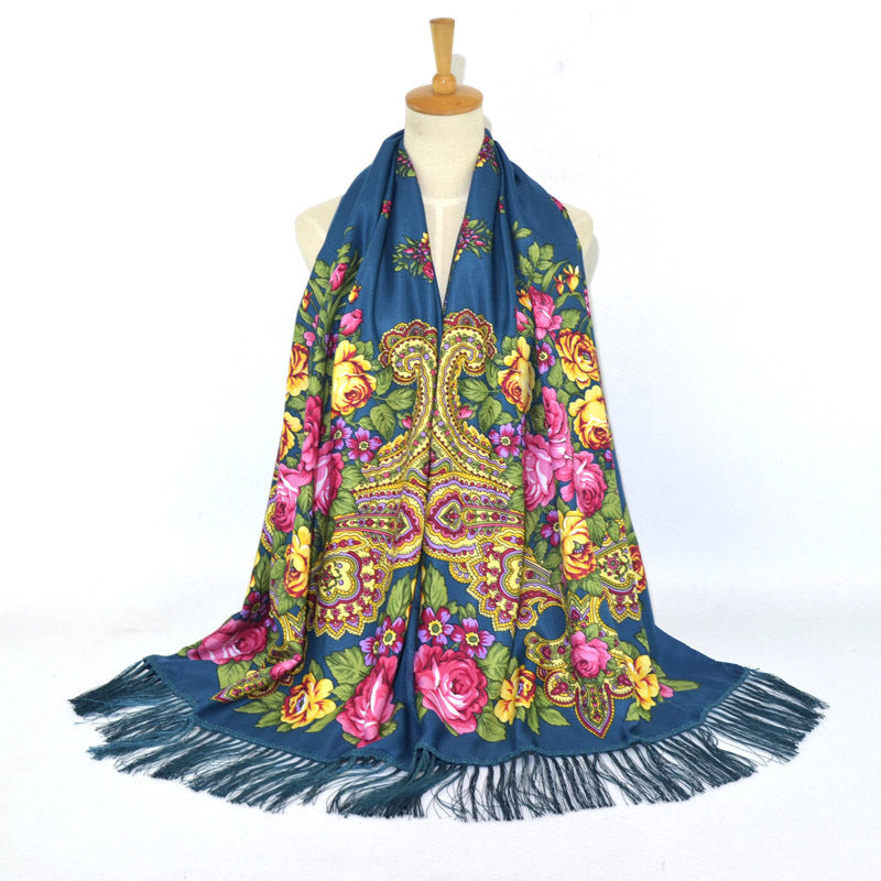 Printed Tassel Long Scarf Travel Ethnic Style Shawl