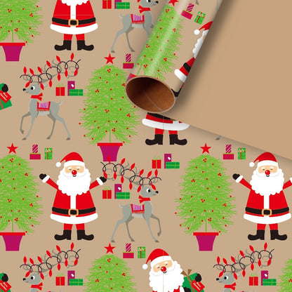 Kraft Paper Creative Gift Box Decorative Paper Santa Claus Snowman Snowflake Wrapping Paper