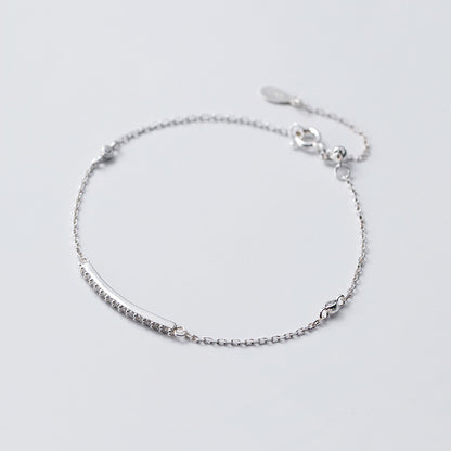 Pulsera de plata para mujer elegante curvada con taladro