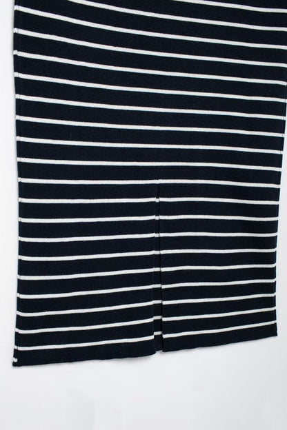 Women's Black Striped Knitted Skirt