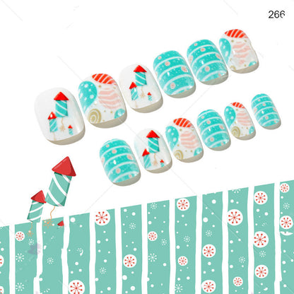 Christmas Cute Children Nails 24 Pieces Wearable