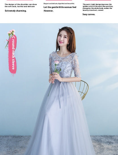 Long Bridesmaid Blue Wedding Dress Girlfriends Party Dress