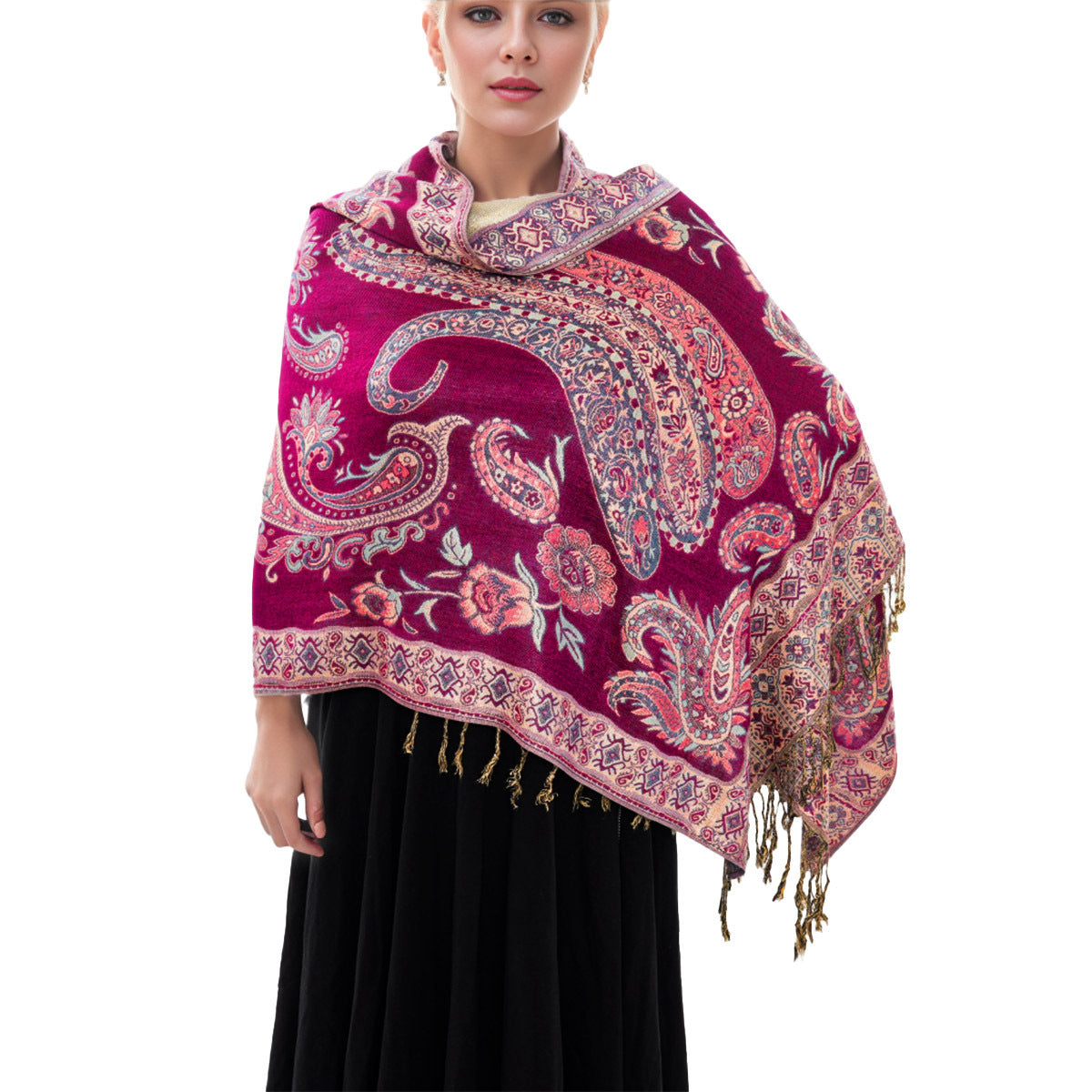 Talma estilo nacional bohemio retro jacquard anacardo